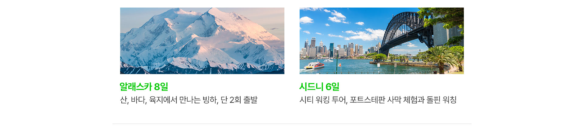 알래스카와 시드니 상품