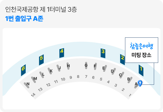 참좋은여행 인천국제공항 제1터미널 3층 1번 출입구(N존) 1~2번 테이블